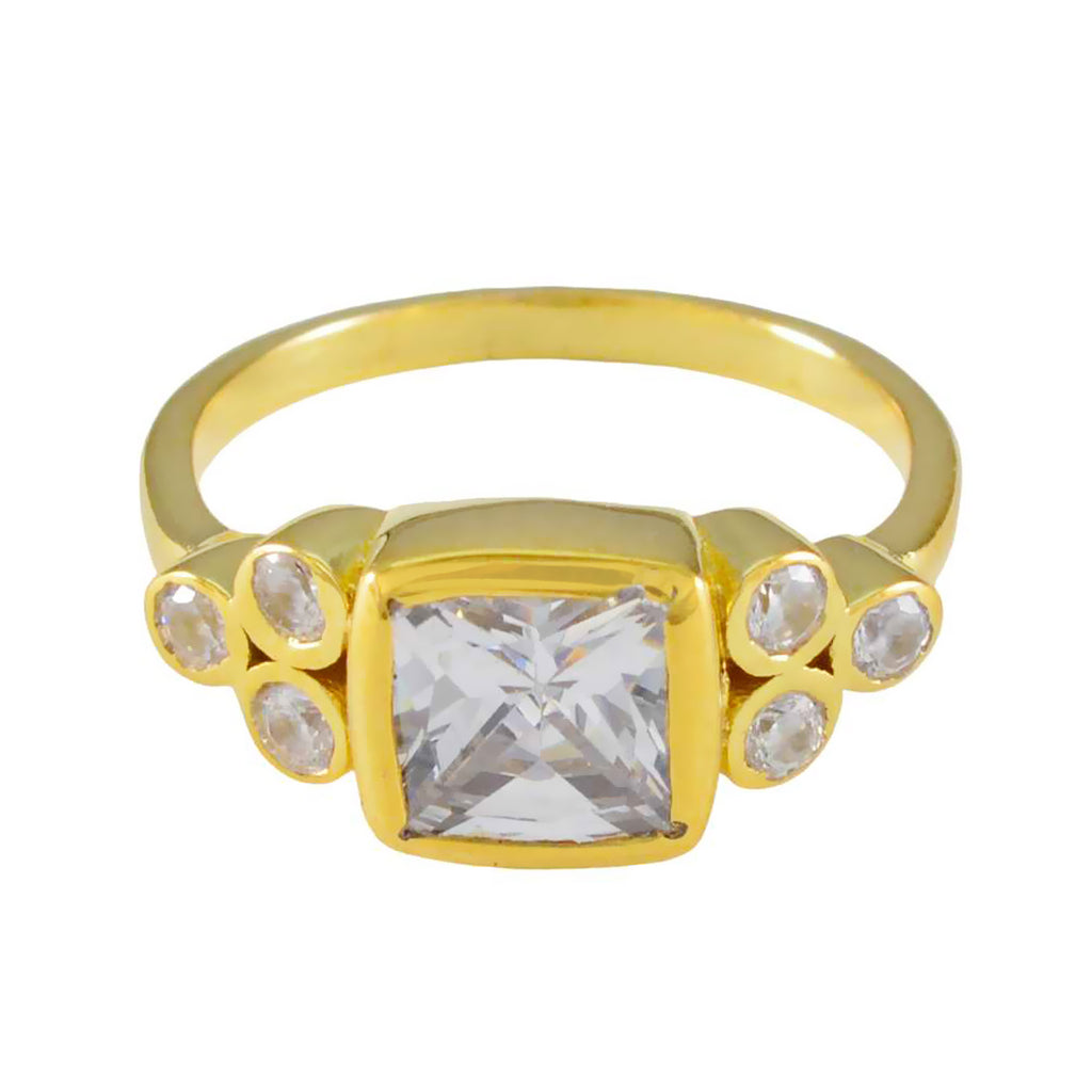 White CZ Hepta Latin American Sterling Silver White Gemstone Delicate Glamorous Ring Jewellery