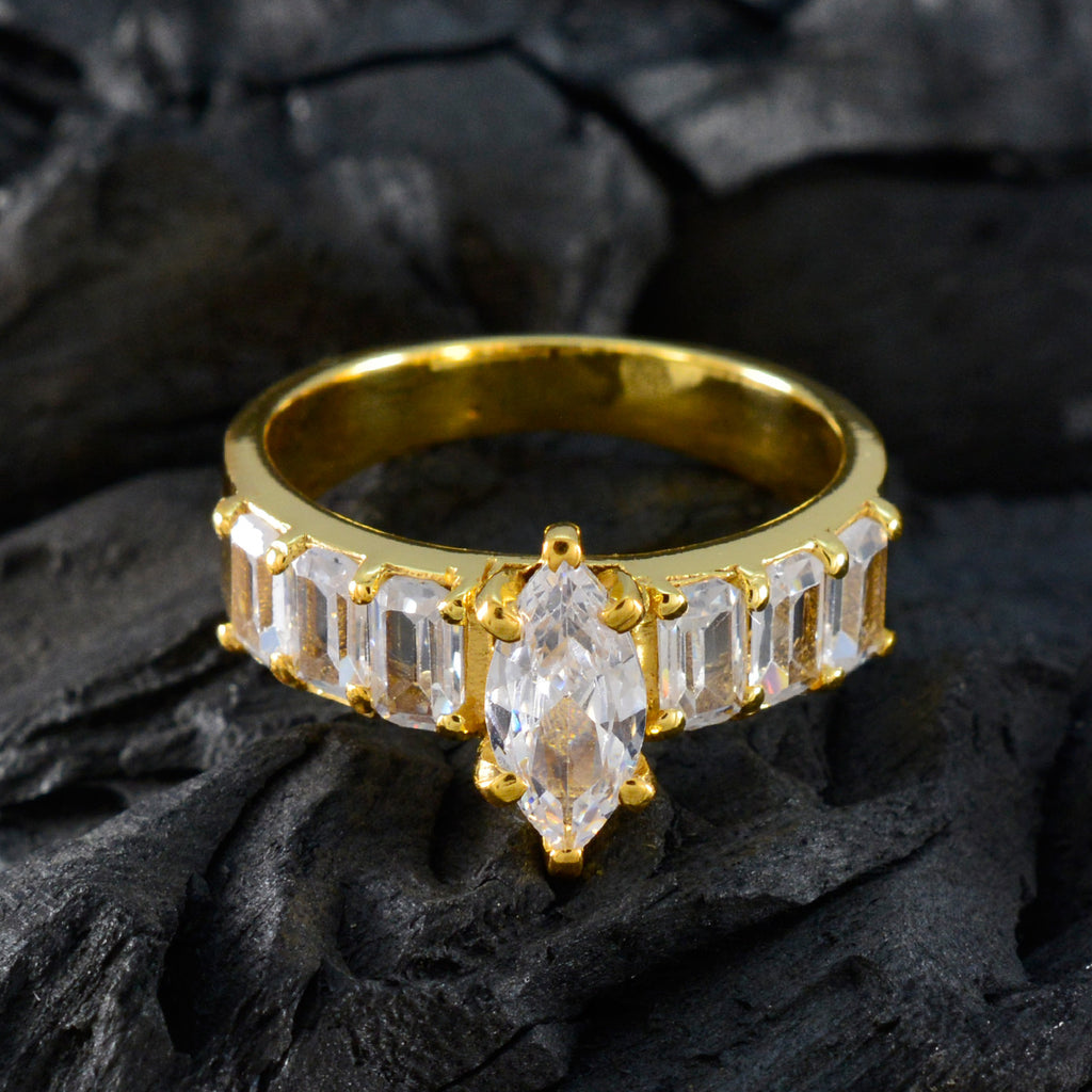 White CZ Hepta American Silver White Gems Slim Engagement Ring Jewellery