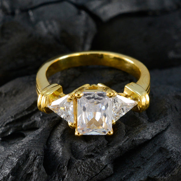 White CZ Trilogy Latin American 925 Silver White Gemstones Slim Contemporary Ring Jewellery