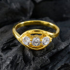 White CZ Trilogy American 925 Silver White Gems Delicate Feminine Ring Jewellery