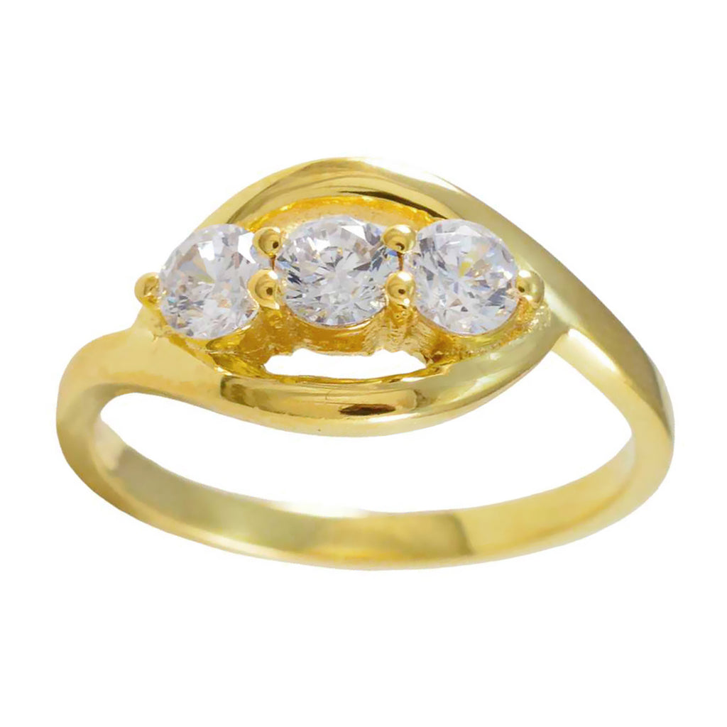 White CZ Trilogy American 925 Silver White Gems Delicate Feminine Ring Jewellery