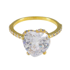 Поставка riyo серебряное кольцо с покрытием из желтого золота, белый камень cz, установка зубца в форме сердца, ювелирные изделия на заказ, кольцо на Хэллоуин