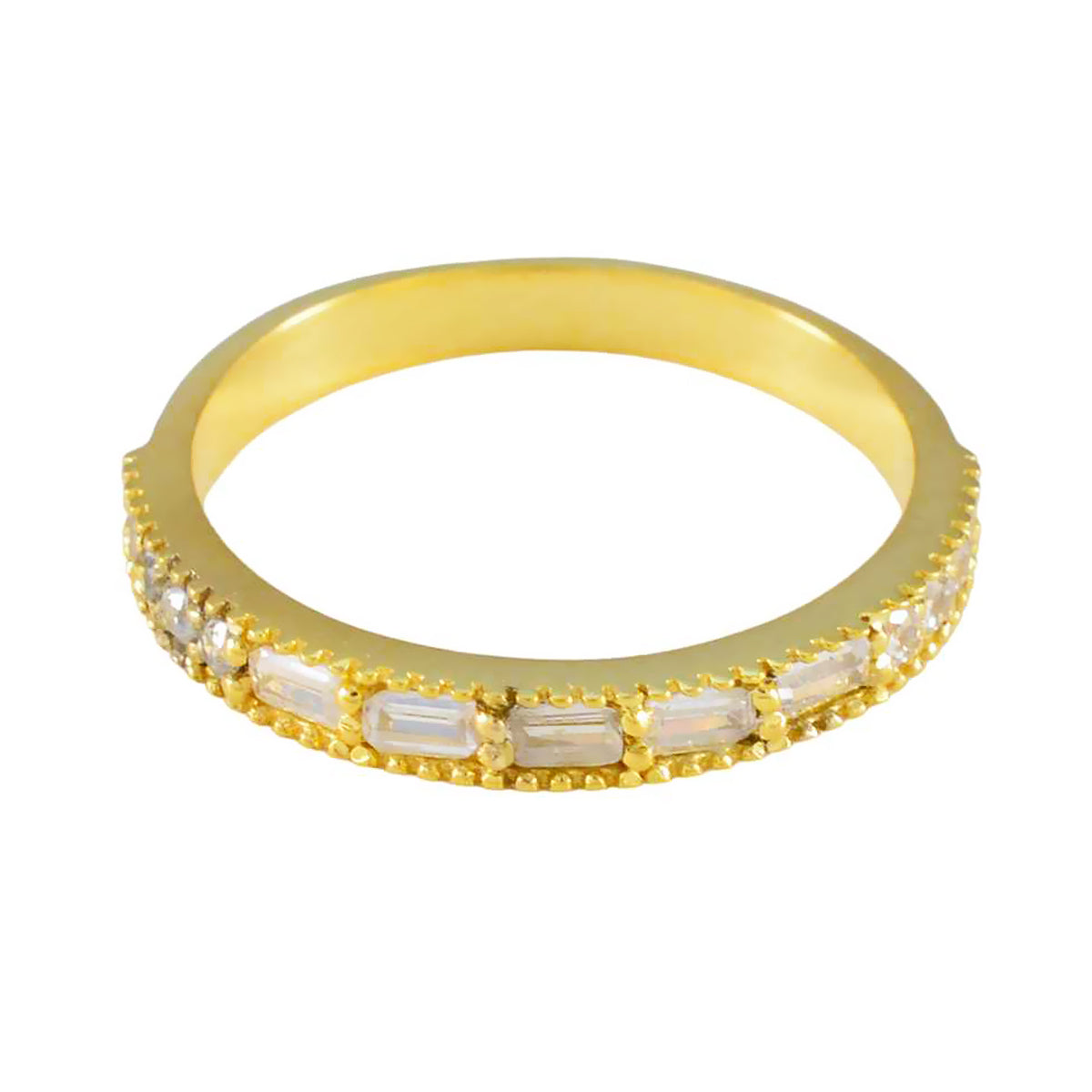 White CZ multiple Indian 925 Sterling Silver White Gems Minimalist Sophisticated Band Jewelry