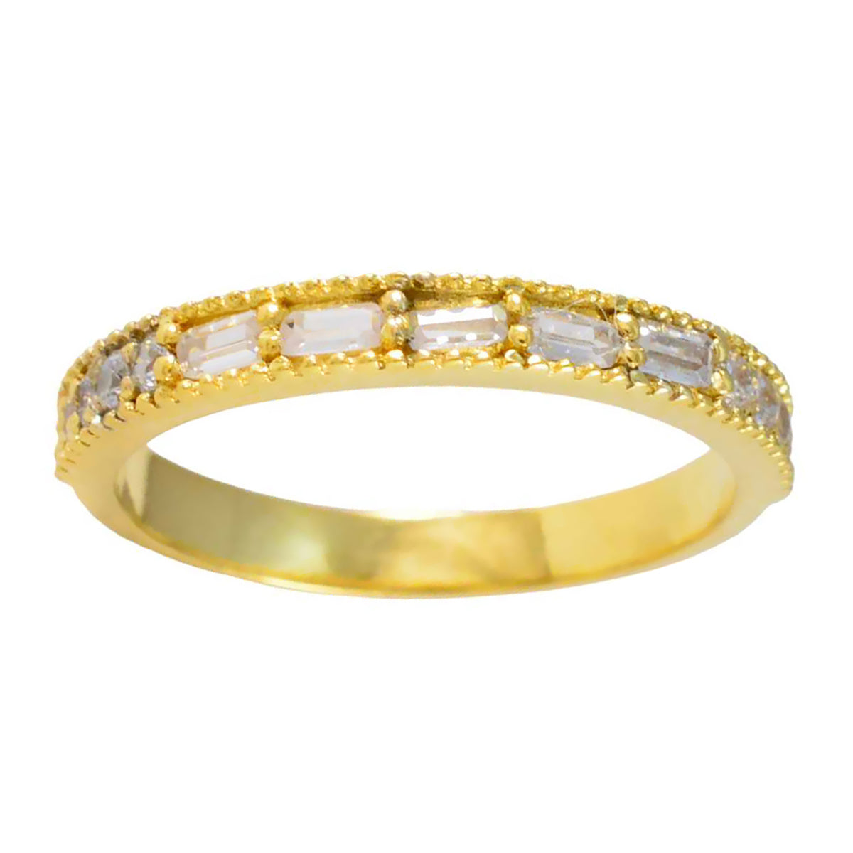 White CZ multiple Indian 925 Sterling Silver White Gems Minimalist Sophisticated Band Jewelry