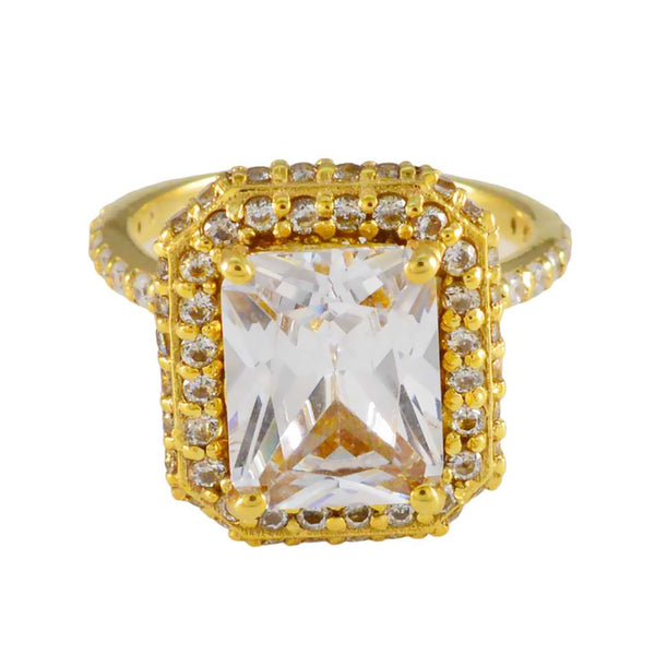 White CZ Halo Korean Silver White Gemstones Slim Love Ring Jewelry