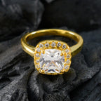 White CZ Halo Indian Sterling Silver White Gemstones Delicate Trendy Ring Jewelry