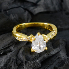 riyo affascinante anello in argento con placcatura in oro giallo anello da cocktail con gioielli di moda e pietra bianca cz a forma di pera