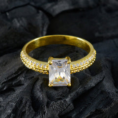 Серебряное кольцо riyo choice с покрытием из желтого золота, белый камень cz, восьмиугольная закрепка, дизайнерские украшения, пасхальное кольцо