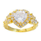 White CZ Halo Indian 92.5 Silver White Gems Whisper thin Heart Ring Jewelry