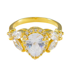 riyo полное серебряное кольцо с покрытием из желтого золота, белый камень цирк, грушевидная оправа, антикварное ювелирное кольцо, кольцо на день отца