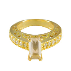 Дизайнерское серебряное кольцо riyo с покрытием из желтого золота, белый камень cz, форма зубца, ювелирное изделие, кольцо на день матери