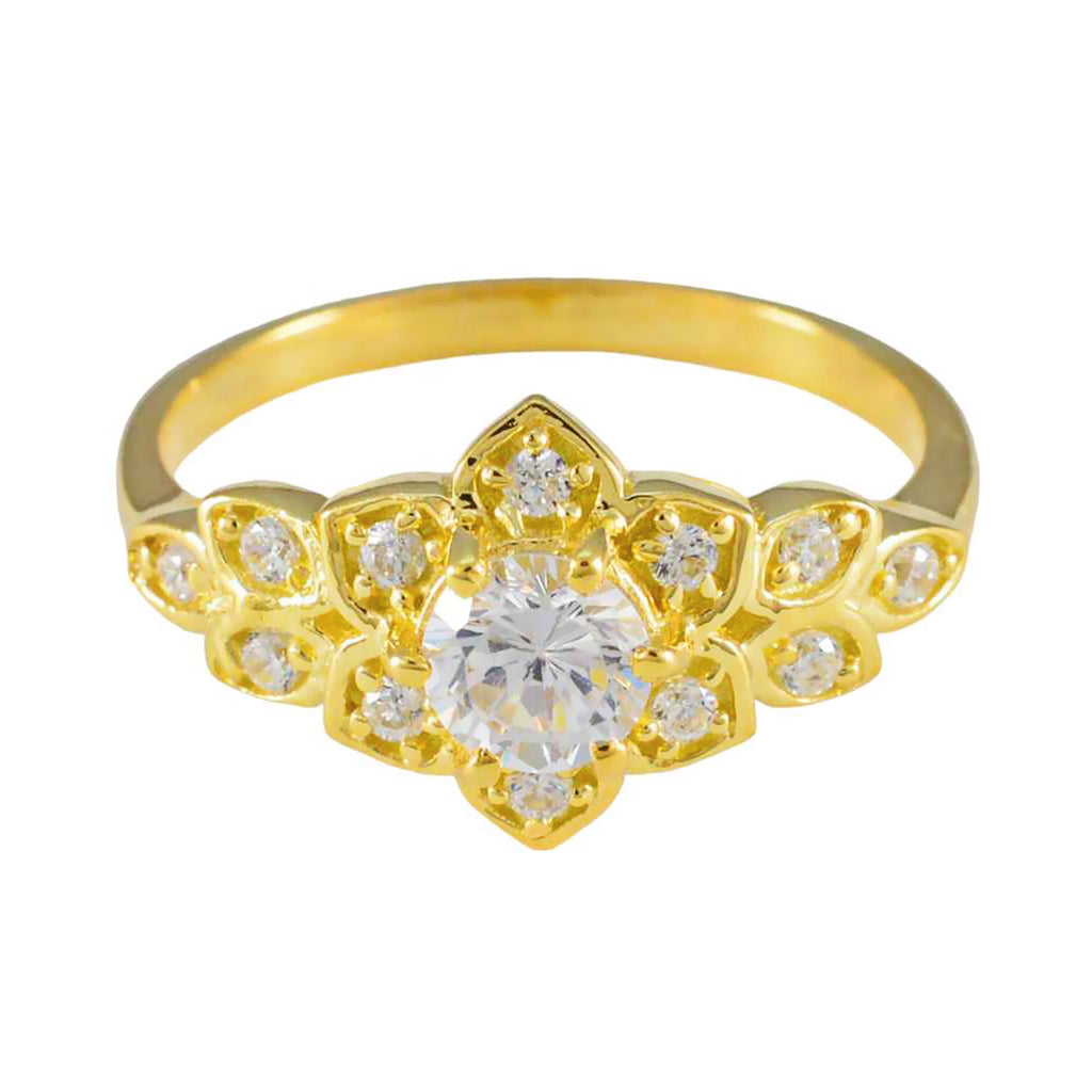 White CZ Halo Indian Sterling Silver White Gems Delicate Modern Ring Jewelry