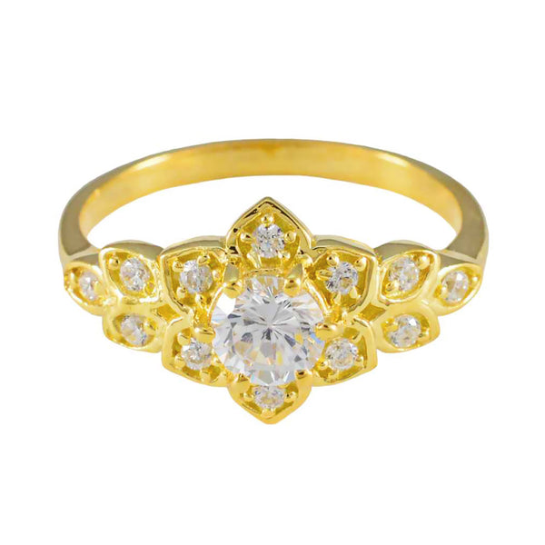 White CZ Halo Indian Sterling Silver White Gems Delicate Modern Ring Jewelry