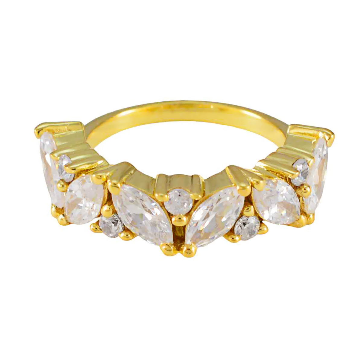 White CZ multiple American 925 Silver White Gemstones Delicate Abstract Ring Jewellery Image principale du produit