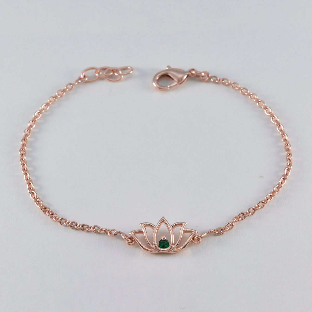 Emerald CZ Australia Day Minimalist Green 925 Silver Chain Bracelet
