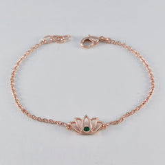 Emerald CZ Australia Day Minimalist Green 925 Silver Chain Bracelet