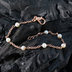 Pearl Autumn Begins Elegant White Silver Chain Bracelet