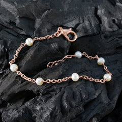 Bracelet élégant en argent blanc avec chaîne Pearl Autumn Begins