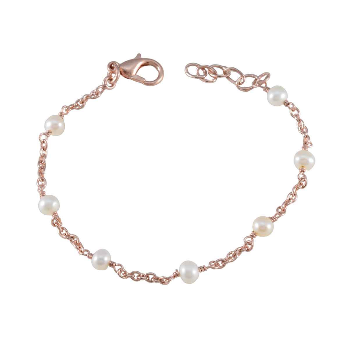 Pearl Autumn Begins Elegant White Silver Chain Bracelet