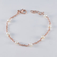 Bracelet élégant en argent blanc avec chaîne Pearl Autumn Begins