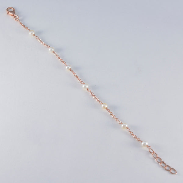 Pearl Autumn Begins Elegant White Silver Chain Bracelet