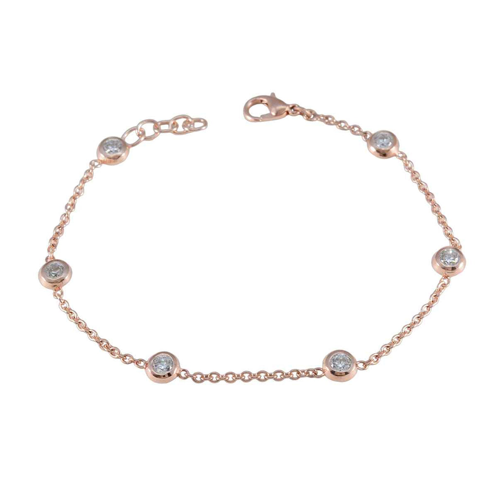 White CZ Avocado Day Elegant White Sterling Silver Chain Bracelet