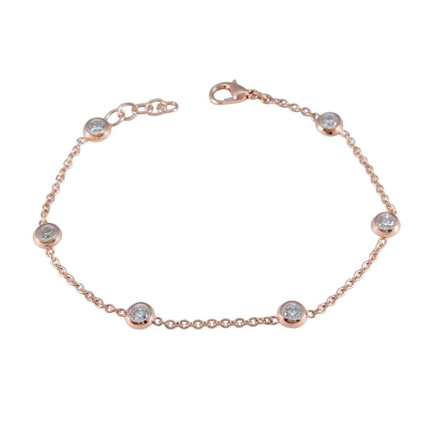 White CZ Avocado Day Elegant White Sterling Silver Chain Bracelet