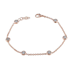 White CZ Avocado Day Elegant White Sterling Silver Chain Bracelet