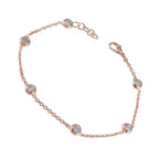 White CZ Avocado Day Elegant White Sterling Silver Chain Bracelet