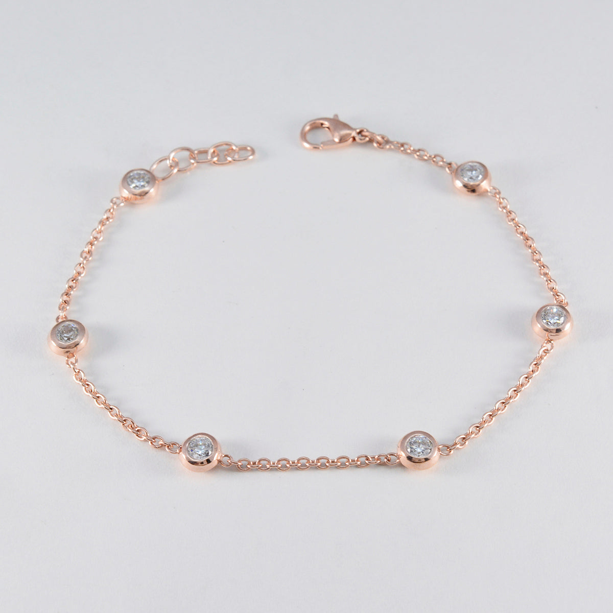 White CZ Avocado Day Elegant White Sterling Silver Chain Bracelet