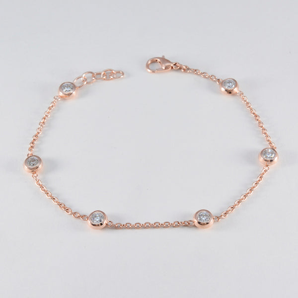 White CZ Avocado Day Elegant White Sterling Silver Chain Bracelet