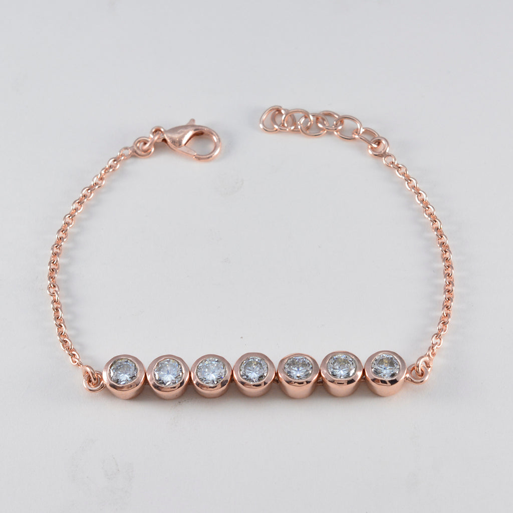 Vitt CZ Baby Shower-armband med tunt vitt tennisband i 925 silver