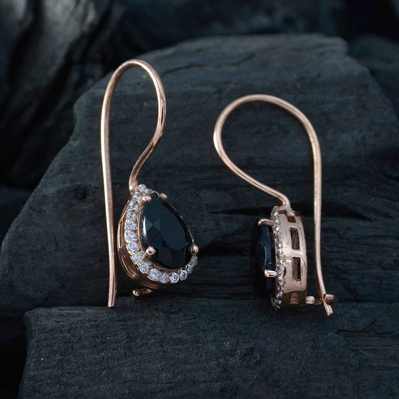 Black-Onyx-French-Ellie-multiple-Dangle-Black-92.5-Silver-Earring