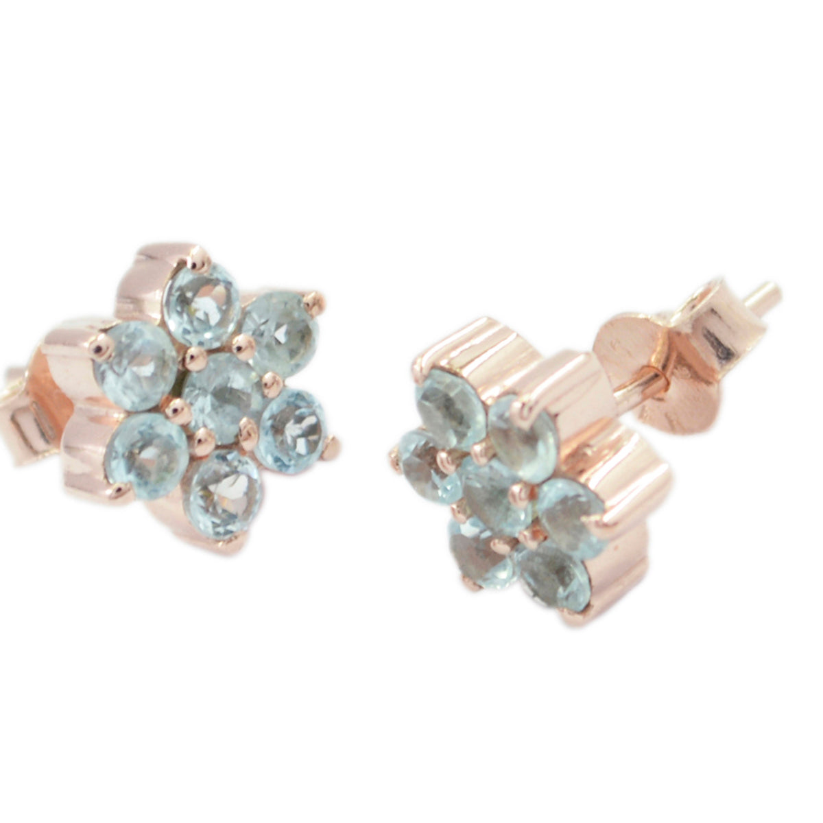 Blue-Topaz-Korean-Sofía-multiple-Stud-Blue-925-Silver-Earring
