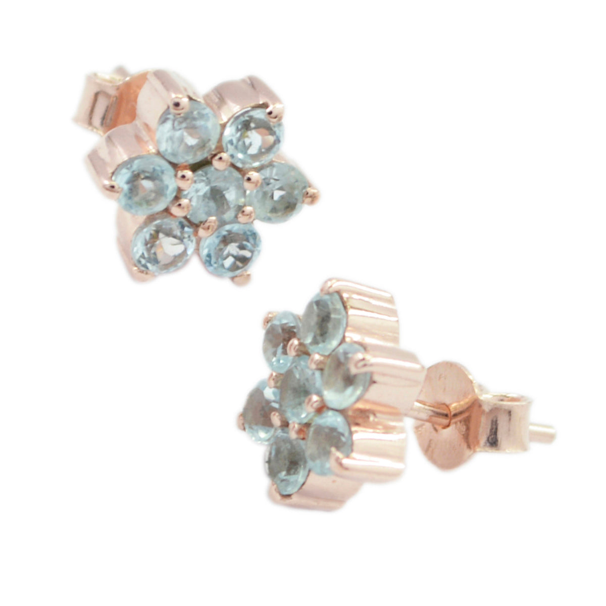 Blå Topas Koreansk Soffa Flera Örhängen i Blått 925 Silver Sekundär produktbild