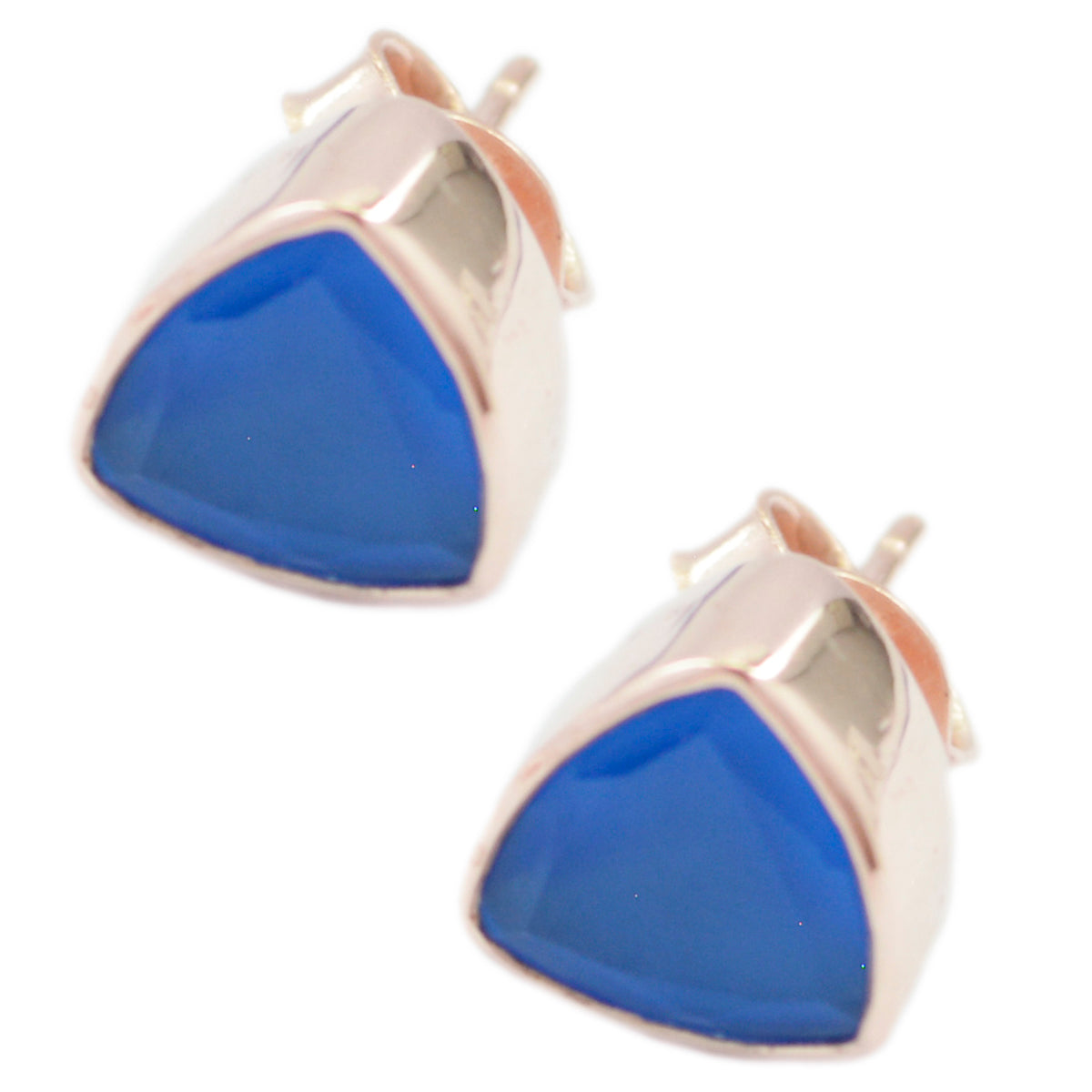 Blauer Chalcedon-American-Mei-Solitär-Ohrstecker-Blau-92,5-Silber-Ohrring Hauptbild