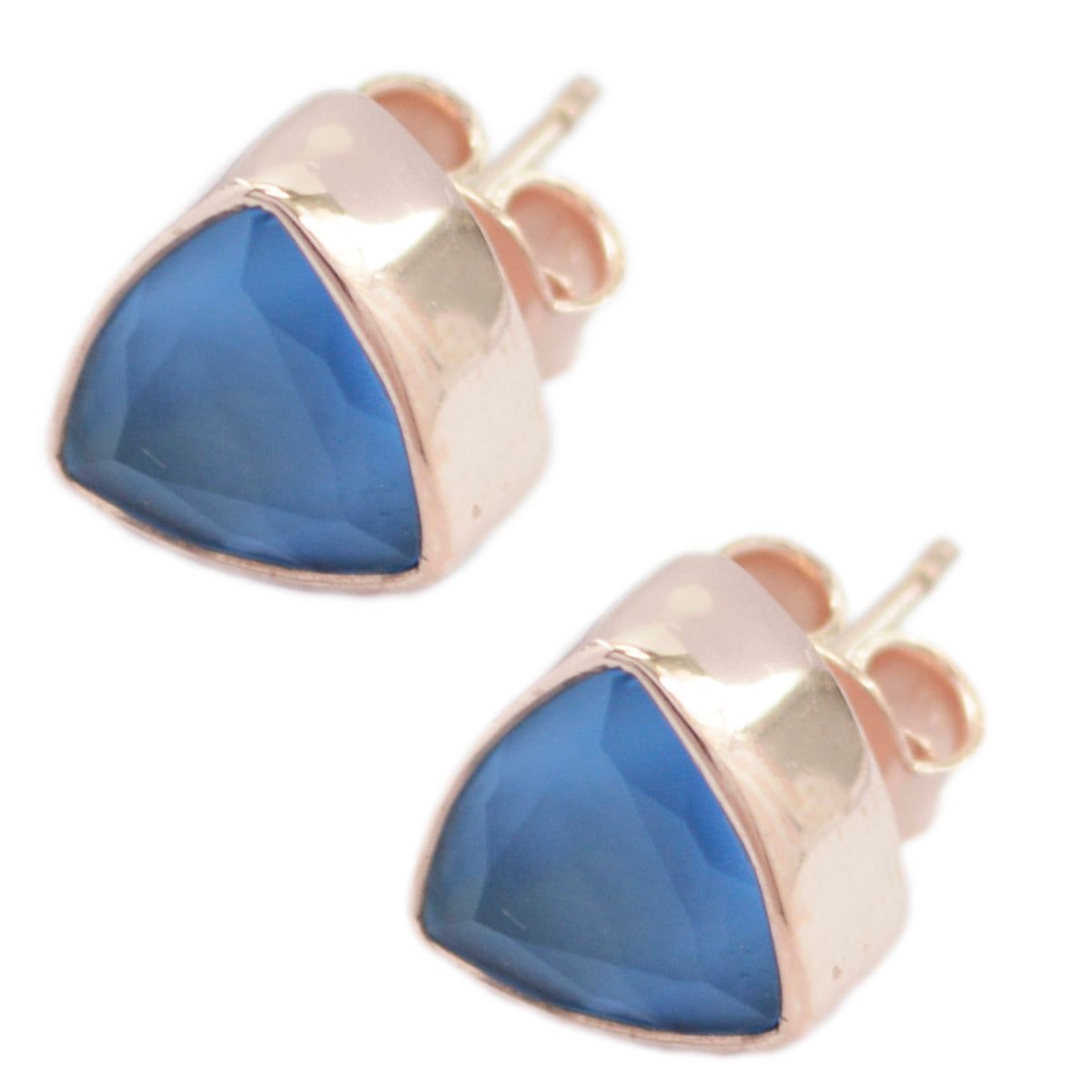 Blauer Chalcedon American Mei Solitaire Ohrstecker Blau 92,5 Silber Ohrring Zweitbild