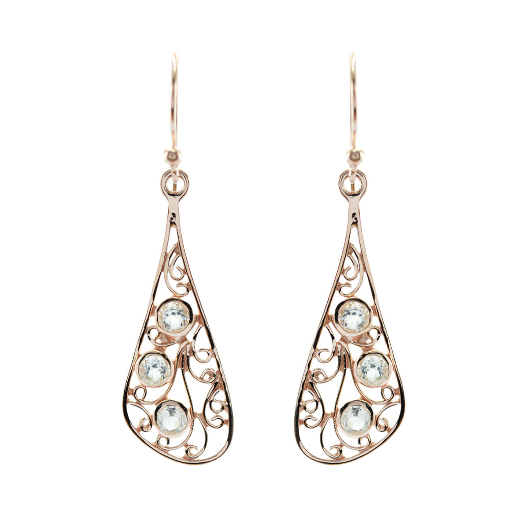 Crystal-Quartz-French-Clara-multiple-Dangle-White-92.5-Silver-Earring
