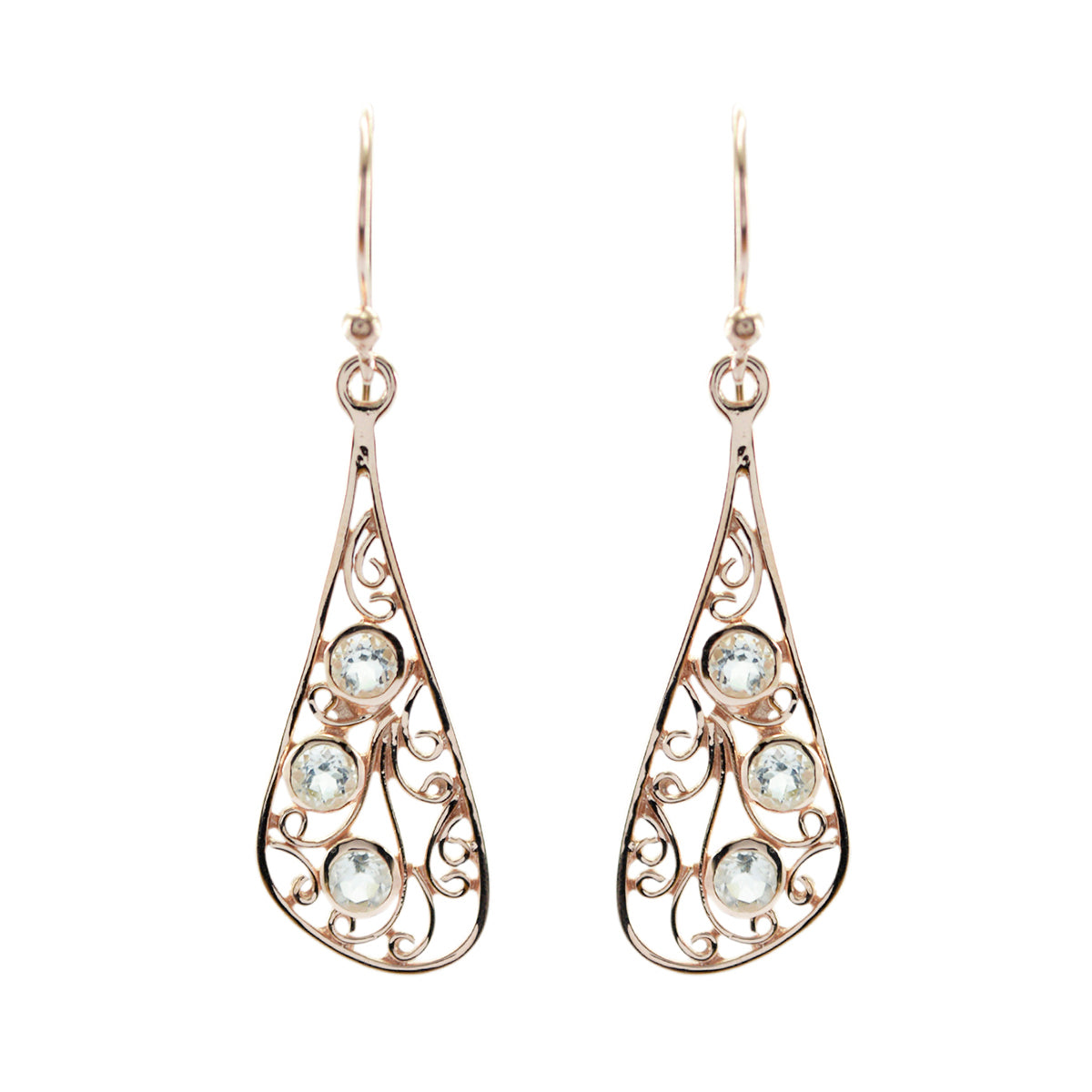 Crystal-Quartz-French-Clara-multiple-Dangle-White-92.5-Silver-Earring