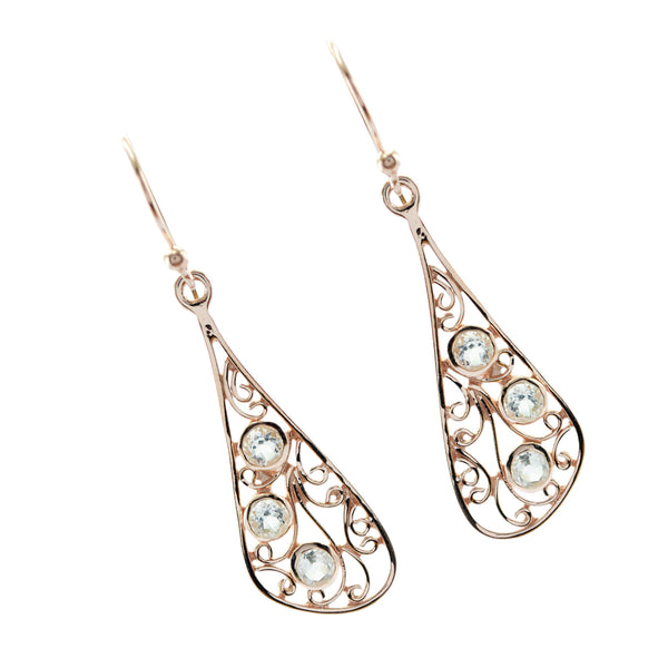 Crystal-Quartz-French-Clara-multiple-Dangle-White-92.5-Silver-Earring