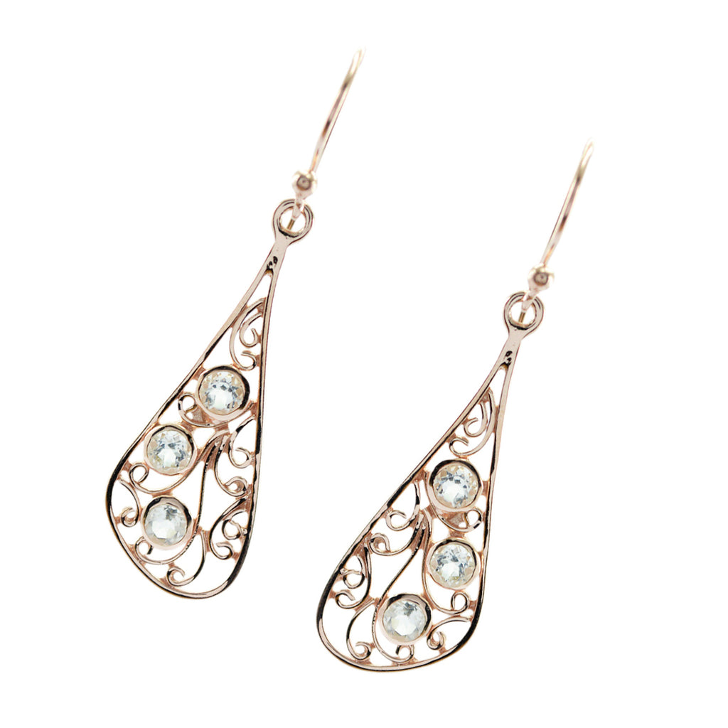 Crystal-Quartz-French-Clara-multiple-Dangle-White-92.5-Silver-Earring