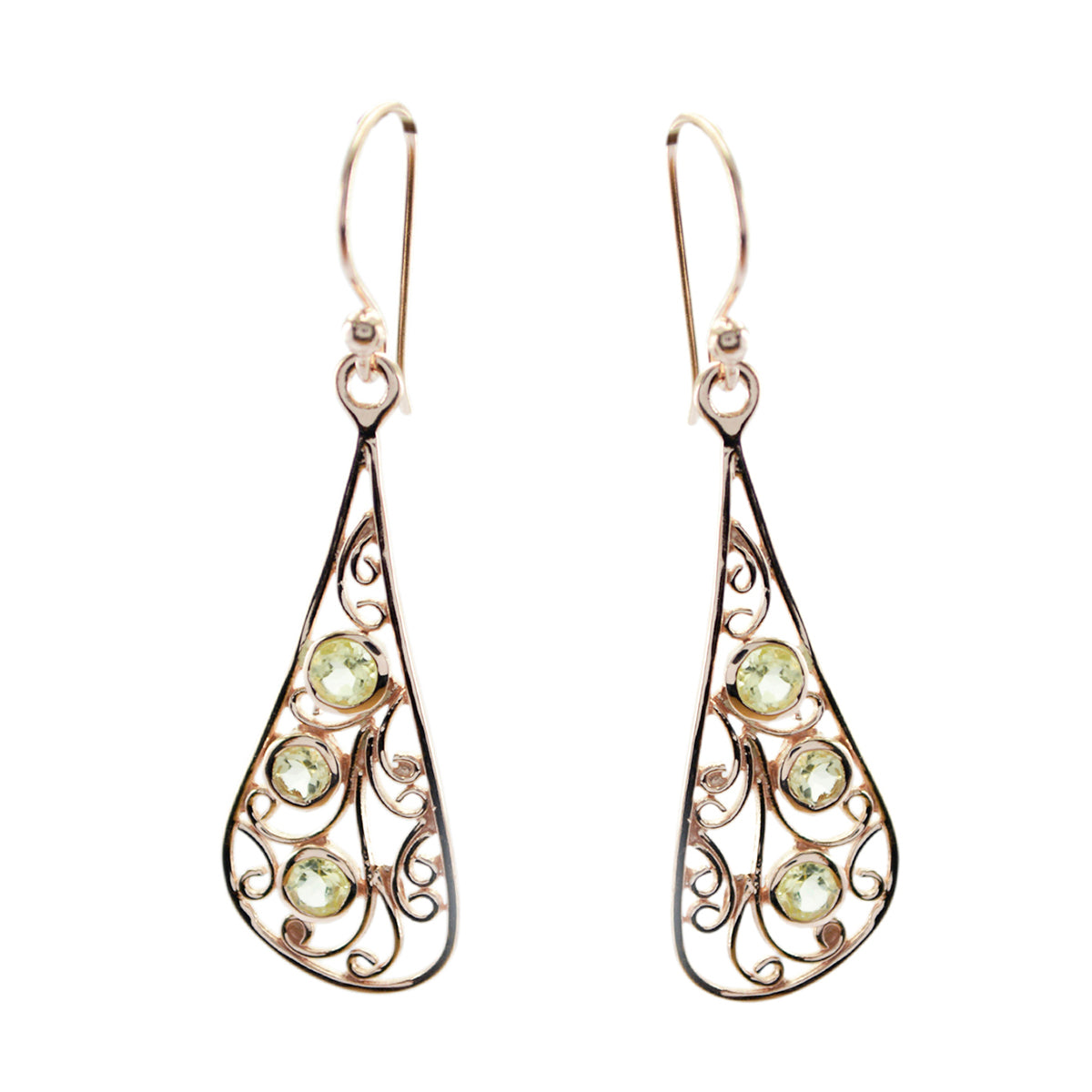 Lemon-Quartz-German-Eleanor-multiple-Dangle-Yellow-925-Sterling-Silver-Earring Huvudsaklig produktbild