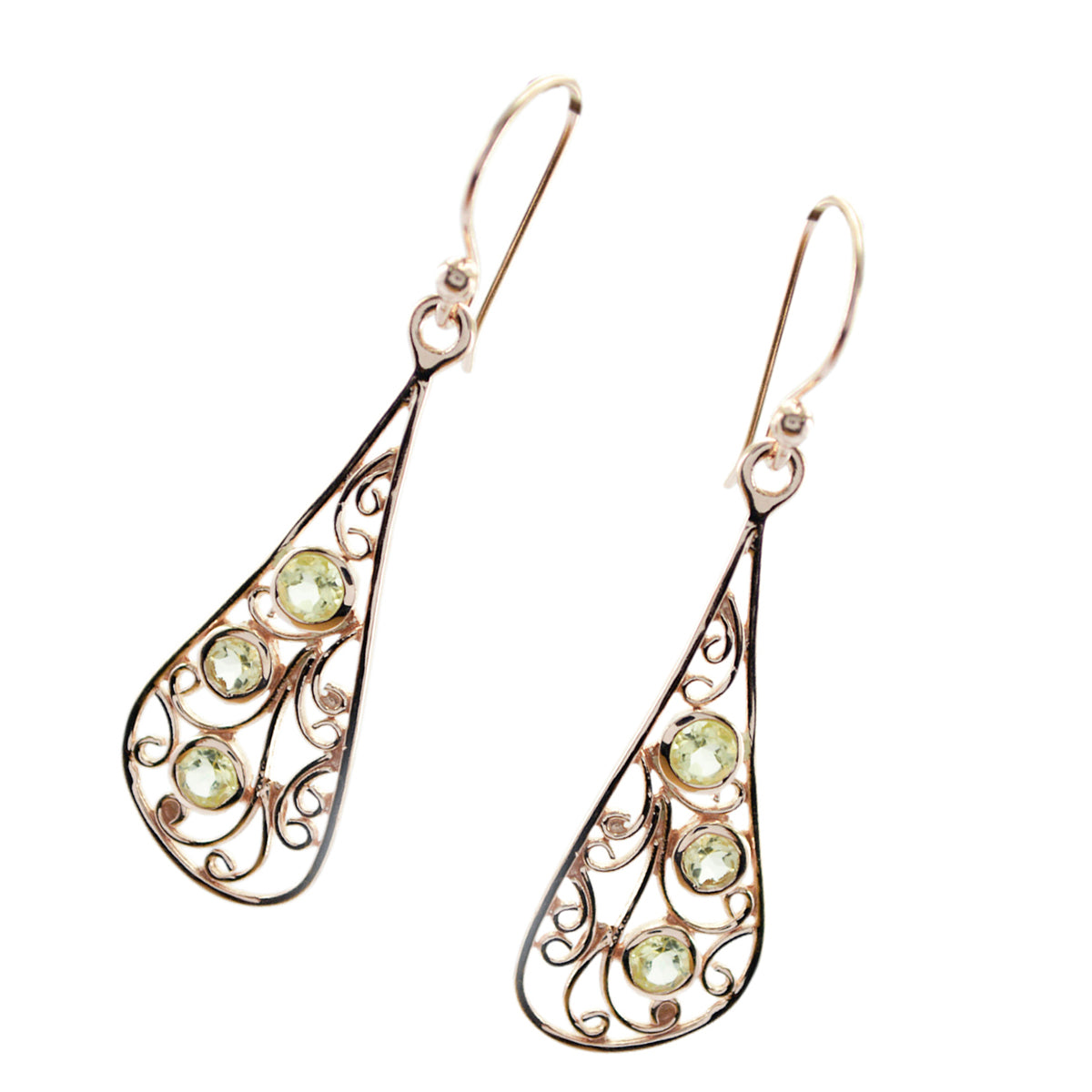 Zitronenquarz-Deutsche-Eleanor-Mehrfach-Ohrhänger-Gelb-925-Sterling-Silber