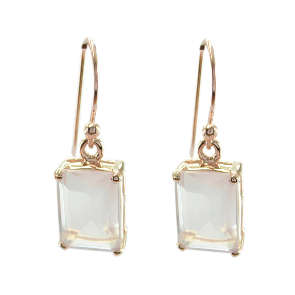 Rose-Quartz-French-Sofia-Solitaire-Dangle-Pink-Silver-Earring Immagine principale del prodotto
