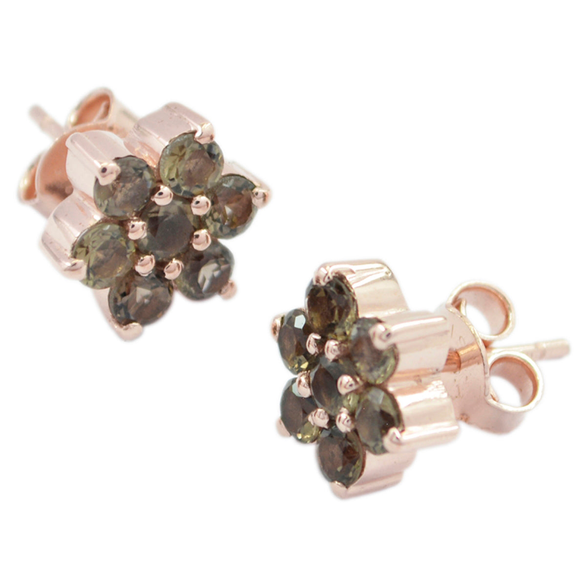 Smoky-Quartz-Italian-Victoria-multiple-Stud-Brown-Silver-Earring Главное изображение товара