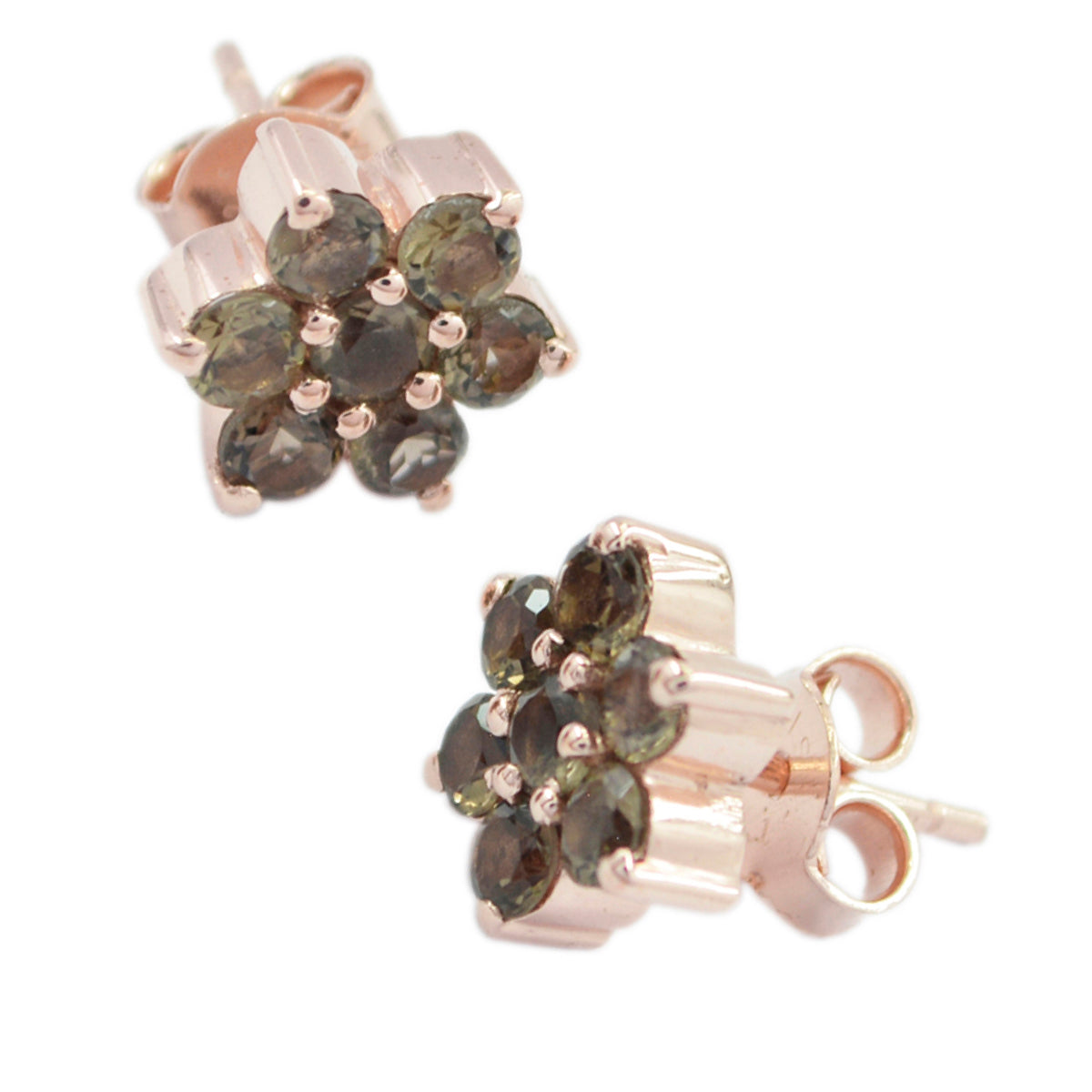 Smoky Quartz Italian Victoria multiple Stud Brown Silver Earring Второстепенное изображение товара