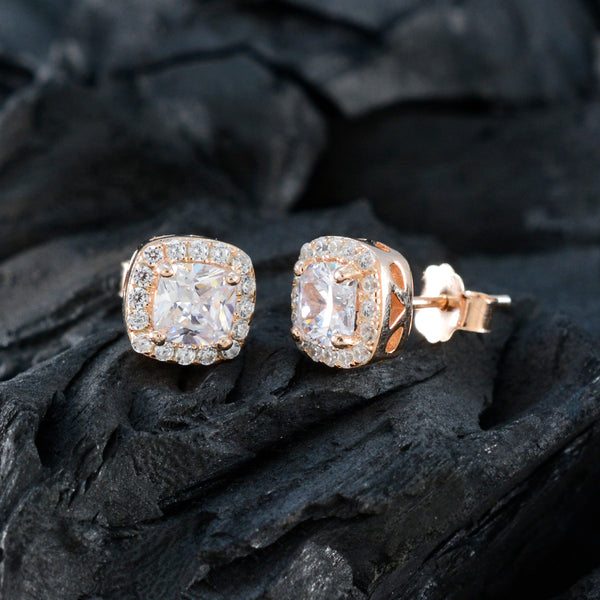 Cubic-Zirconia-French-Rosa-multiple-Stud-White-925-Sterling-Silver-Earring