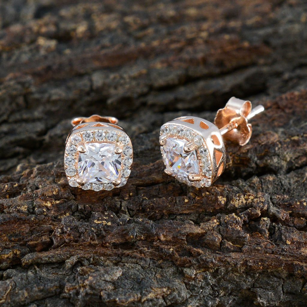 Cubic-Zirconia-French-Rosa-multiple-Stud-White-925-Sterling-Silver-Earring