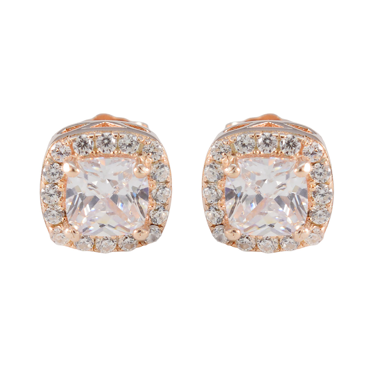 Cubic-Zirconia-French-Rosa-multiple-Stud-White-925-Sterling-Silver-Earring
