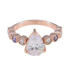 riyo in quantità anello in argento con placcatura in oro rosa pietra di ametista a forma di pera con montatura a punta anello di pasqua per gioielli di moda